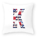 Axyaa Striped Alphabet Decorative Cushion Cover in Blue and White, 45x45cm