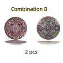 Axyaa Ceramic Shallow Plate, Nordic Retro Design, Round Salad and Steak Plate