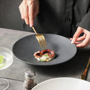 Axyaa Matte Black Western Food Plate Pasta Noodles Bowl Shallow Dish Set