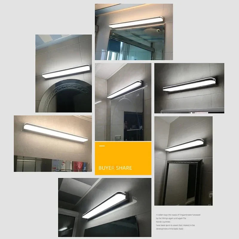 Axyaa Modern Stainless Steel LED Mirror Light for Chic Vanity Lighting