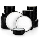 Axyaa 18/36 Piece White Black Ceramic Plate Sets Dinnerware Collection
