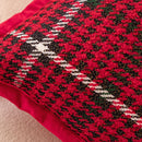 Axyaa Christmas Plaid Sofa Pillow Cover - Red Floral Throw Cushion Cover
