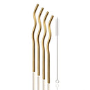 Axyaa Silver Wave Stainless Steel Reusable Drinking Straw Set