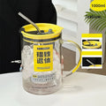 Axyaa 1000ML Glass Measuring Cup with Lid, Handle Large Milk Coffee Mug