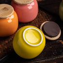 Axyaa Ceramic Tea Jar with Bamboo Lid for Home Storage and Decoration