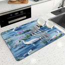 Axyaa Watercolor Square Dry Mat for Dishes & Cups - Absorbent & Anti-slip