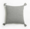 Axyaa Knitted Tassel Cushion Cover in Blue Orange Mustard Yellow Grey Ivory