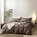 Axyaa Light Chocolate Brown King Size Washed Cotton Duvet Cover