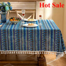 Axyaa Floral Tassel Edge Tablecloth Rectangle Cover - Pastoral Style