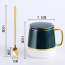 Axya™ Emerald Ceramic Couple Cup Set with Lid, Spoon & Saucer