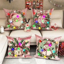 Axyaa LED Light Luminous Pillowcase with Garland Santa Claus Snowman Pattern
