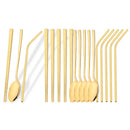 Axyaa Mirror Black Flatware Set: 18Pcs Stainless Steel Cutlery, Chopsticks, Spoon, Straws