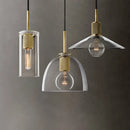 Axyaa Gold Metal Chandelier Lighting Clear Glass Pendant LED Hanging Lamp