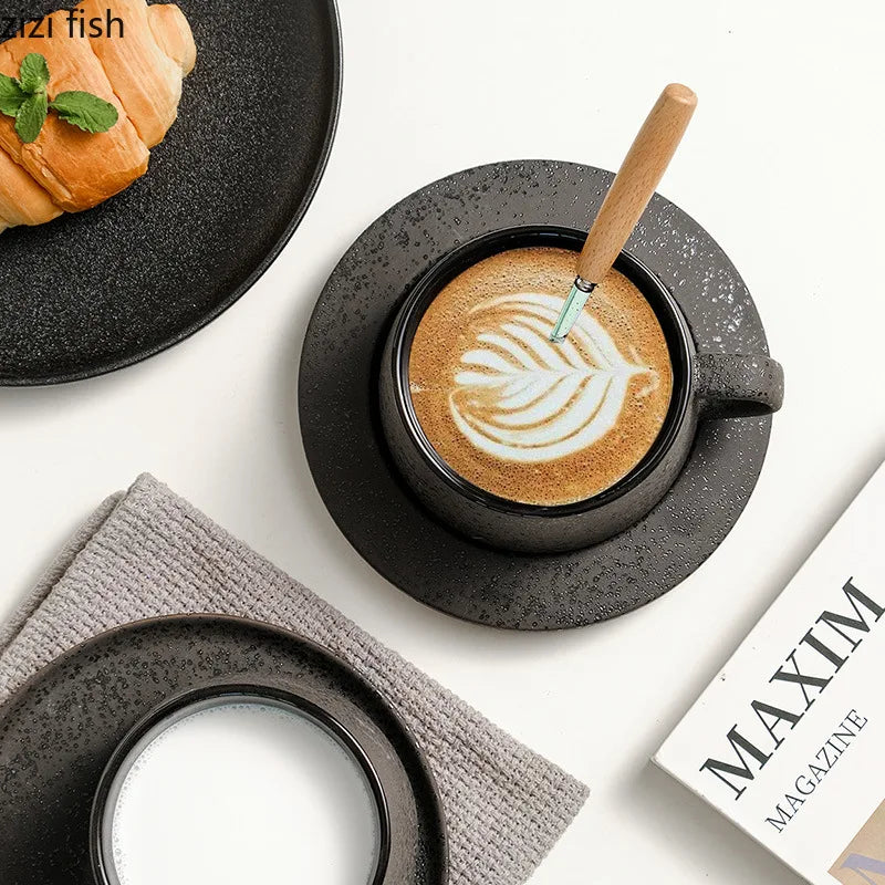 Axya Ceramic Mug & Plate Set: Office & Home Drinkware for Coffee, Tea, and Juice