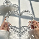 Axyaa Retro Heart Glass Dessert Plates Set for Home Table Decor