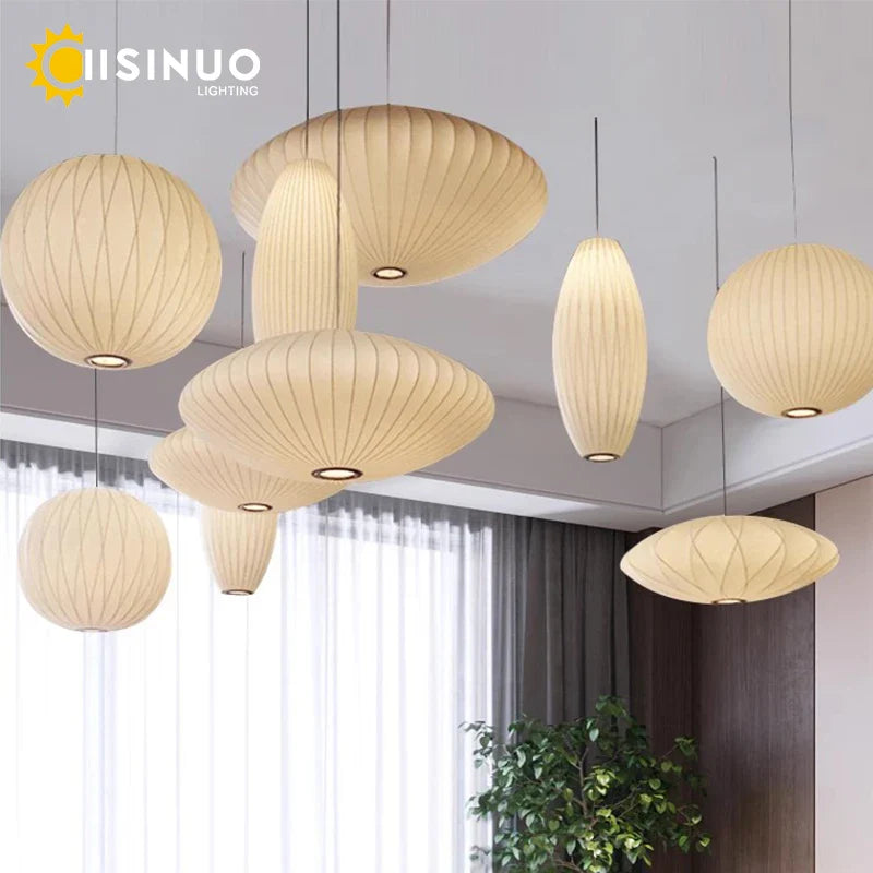 Axyaa Silk Cloth Pendant Chandeliers for Dining Room and Kitchen
