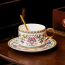Axyaa Ceramic Enamel Coffee Cup and Saucer Set - Elegant Household Mugs