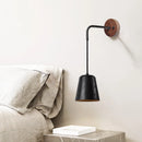 Axyaa Black Travertine Stone LED Wall Lamp for Wabi Sabi Living Room Lighting.