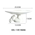 Axyaa Rabbit Ceramic Cake Plate: White Round Dinner Dish, Cute Animal Fruit Snack Plate