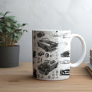 Axyaa Retro 1960s Style Car Art Mug - Microwave Safe, Ideal for Coffee Enthusiasts