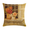 Axyaa Retro Flower Oil Painting Linen Pillowcase 45*45cm