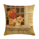 Axyaa Retro Flower Oil Painting Linen Pillowcase 45*45cm
