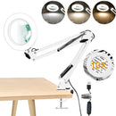 Axyaa LED Magnifying Desk Lamp 3 Color Modes 10-Level Dimmable Hands-Free Magnifier