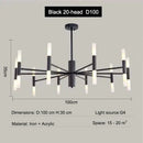 Axyaa Luxury Multi-Head Branch Chandelier Black/Gold LED Art for Home & Restaurant