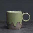 Axyaa Coarse Pottery Glazed Coffee Cup and Saucer Set, 200ML