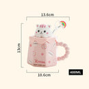 Axyaa Cartoon Ceramic Mug with Lid, Spoon - Creative 400ML Coffee Tea Cup