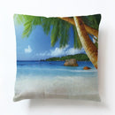 Axyaa Beach Alphabet Linen Pillowcase for Summer Home Decor