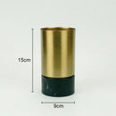 Axyaa Imitation Marble Gold Metal Vase & Artificial Flowers Decor - Desk Decoration Craft