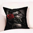 Axyaa Skull Floral Festival Cushion Cover - Halloween Home Decor
