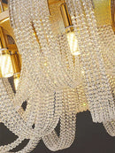 Axyaa Tassel Crystal LED Chandelier: Modern Nordic Round Pendant Lamp