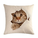 Axyaa Cat Printed Cotton Linen Cushion Cover 45x45cm