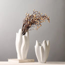 Frosted Ceramic Vase with Dried Flowers, Living Room Decor by Axyaa