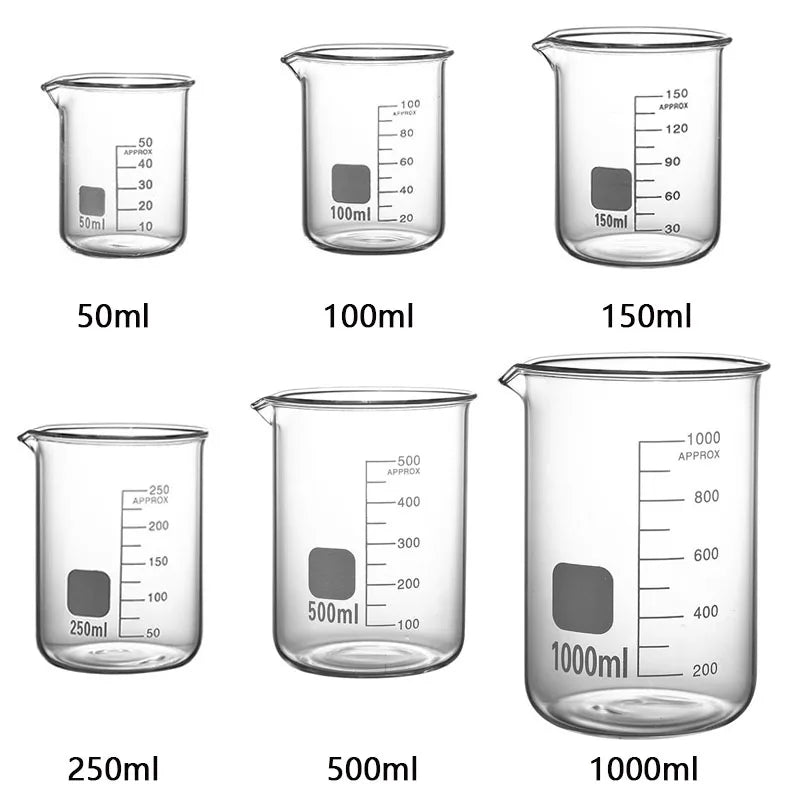 Axya High Borosilicate Glass Measuring Cup Set - Laboratory and Home Measuring Tools