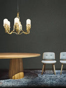 Axyaa Lustre Glass LED Chandeliers: Elegant Dimmable Hanging Lamps for Living Room
