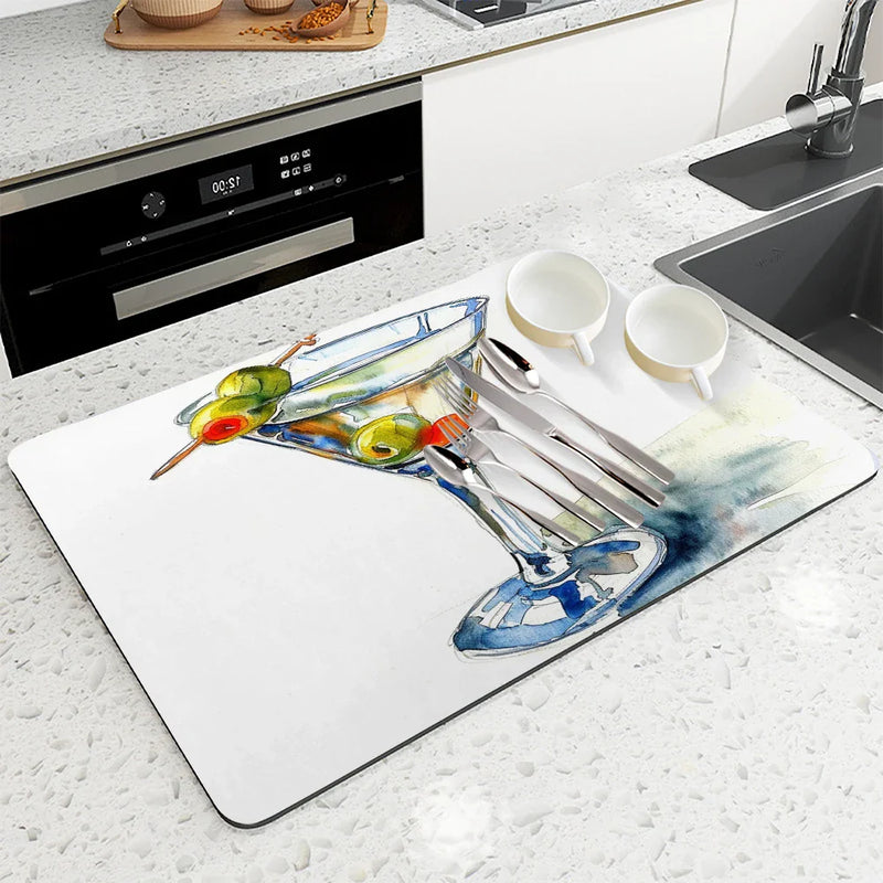 Axyaa Square Anti-Slip Absorbent Drain Pad for Dishes and Cups