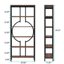Axyaa Tall Industrial Bookshelf with Open Wood Shelves, Metal Display Storage Shelving