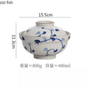 Axyaa Floral Ceramic Soup Bowl with Lid - Versatile Ramen Noodle & Salad Bowl