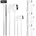 Axyaa 24pc Stainless Steel Cutlery Set - Knife Fork Spoon Teaspoon Mirror Flatware