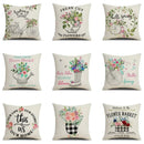 Axyaa Spring Flowers Linen Pillowcase: Bike Truck Print Cushion Cover 45x45CM