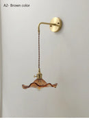 Axyaa Lotus Glass Wall Sconce Brass Bedside Lamp for Bedroom Dining Room