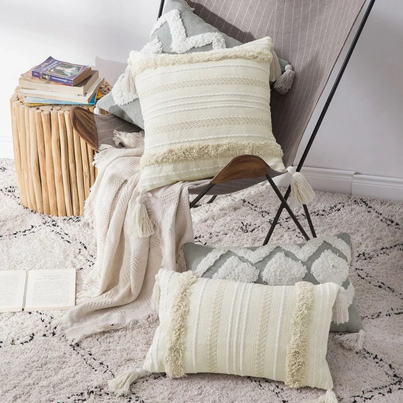 Axyaa Boho Tassel Cushion Cover - Nordic Style Modern Home Decor