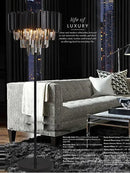 Nordic Luxury K9 Crystal LED Floor Lamp - Black Smoke Gray - Axyaa