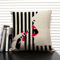 Axyaa Linen Cushion Cover in Black and White for Chic Home Decor