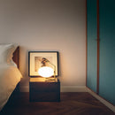Axyaa Glass Ball Table Lamp, Gold Black Side Table Light for Bedroom Loft
