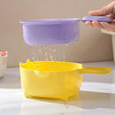 Axyaa 2-in-1 Drain Basket & Fruit Cleaner: Double-layer Kitchen Storage Box with Handle