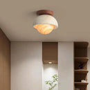 Axyaa Wind Yellow Cave Stone Ceiling Light, Small Retro Round Entrance Light